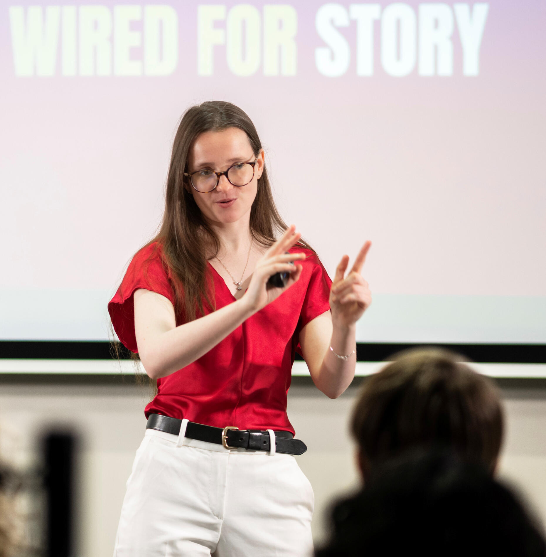 Stories That Sell - Strategic Storytelling for Business Karis Gill at a business storytelling training event.