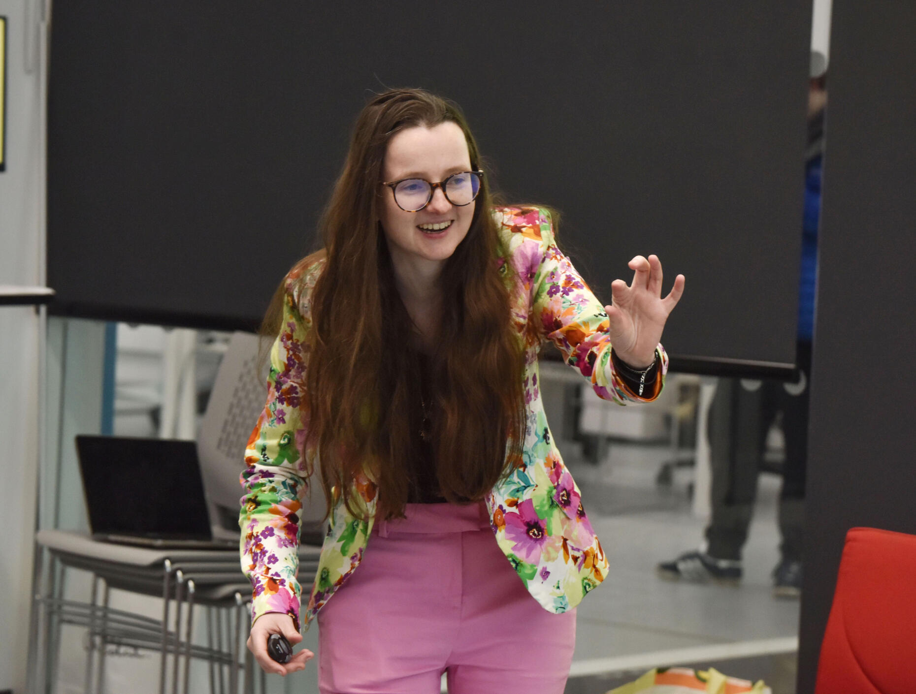 Karis Gill teaching storytelling for marketing strategies.